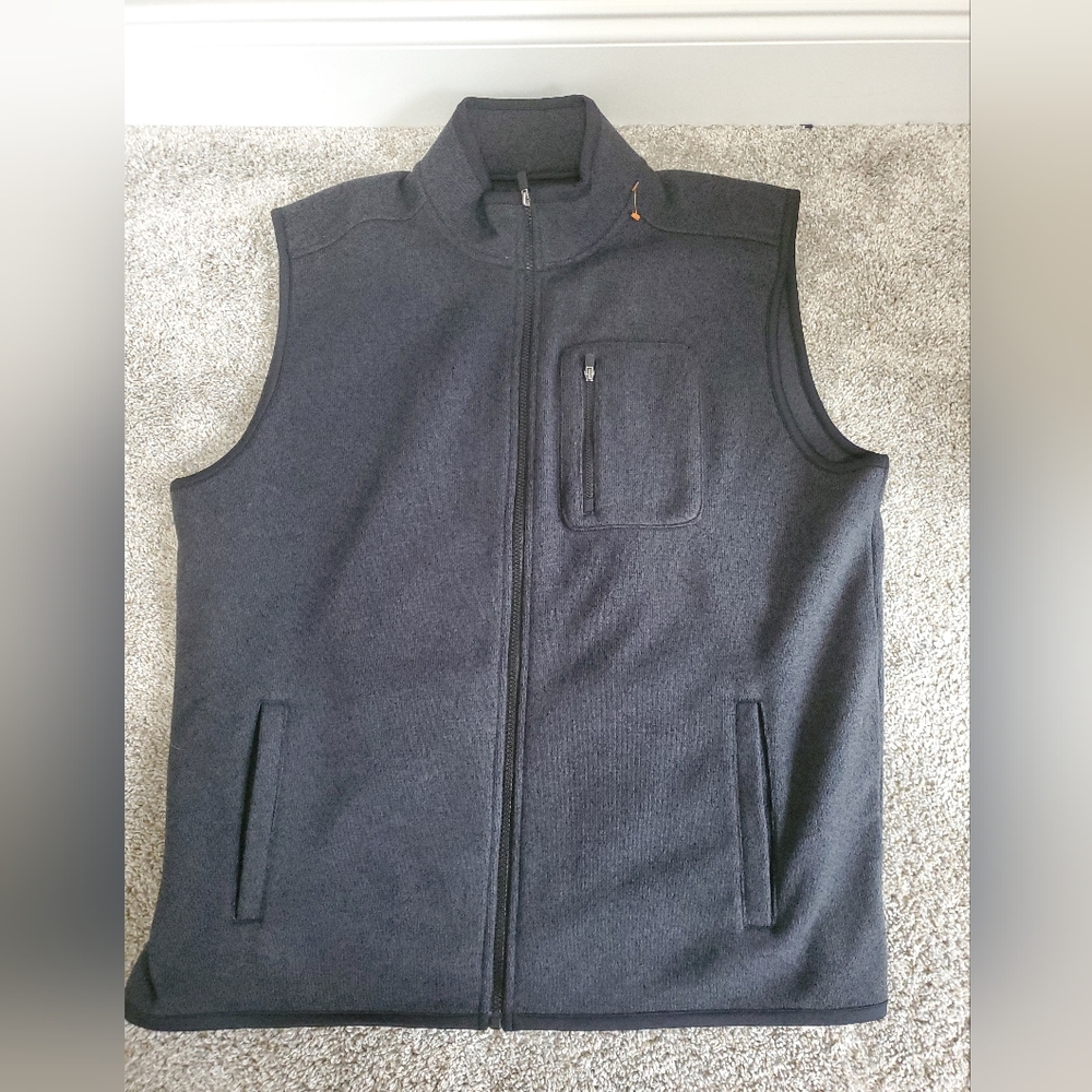 Chaps Sweater Vest Men XL Sherpa Fleece Sleeveless Adult charcoal gray